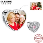 Индивидуальные бусины в форме сердца с кристаллом из стерлингового серебра 925 пробы на заказ фото очарование подходит оригинальный браслет и браслет DIY Ювелирные изделия уникальный подарок