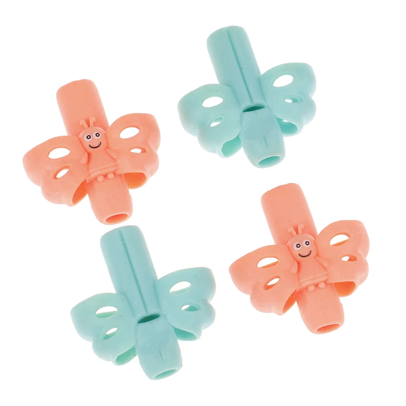 

4 Pcs Pen Holder Butterfly Writing Posture Corrector Two Fnger Silicone Pen Holder Student Child Learning Writing Posture Tool