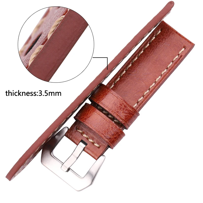 Handmade Watchbands 20mm 22mm 24mm Genuine Leather Women Men Bracelet Black Brown Wrist Watch Band Strap Watch Accessories