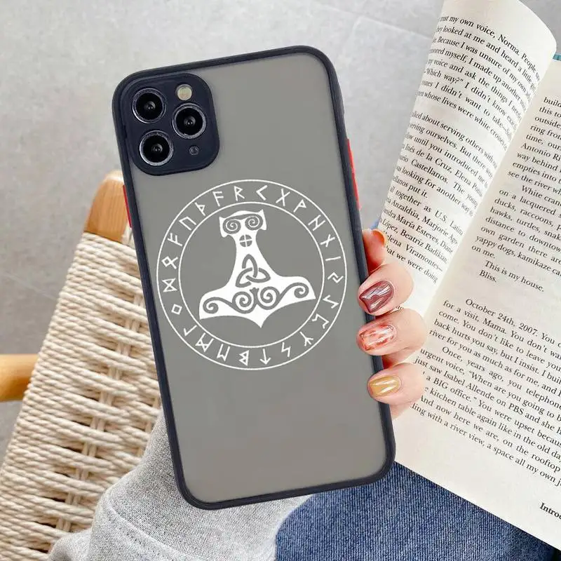

Viking Vegvisir Odin Nordic Phone Case For iphone 12 11 Pro Max Mini XS 8 7 Plus X SE 2020 XR Matte Transparent Cover