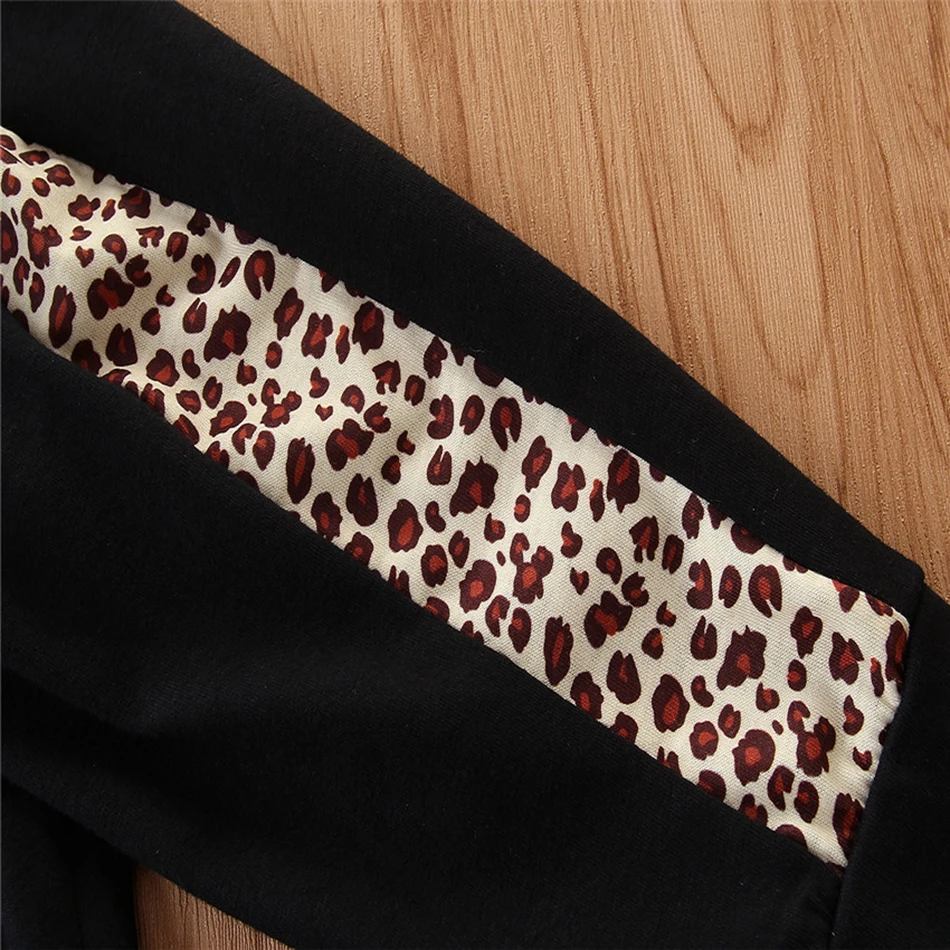 

Toddler Baby Girls Clothes Boys Leopard Print Long Sleeve Tops +Leopard Pants Outfits Two pieces Set Kids Clothing 1-5T