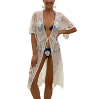 2021 pareo beach cover up floral embroidery bikini cover up swimwear women robe de plage beach cardigan bathing suit cover ups