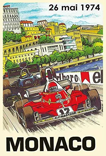 

Monaco Grand Prix 1974 Metal Tin Sign 8x12 Inch Wall Decor Sign