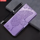 Кожаный флип-чехол с 3D изображением бабочки для Samsung Galay A12 A02S A32 A42 A52 A72 A21S A51 A71 A01 A11 A31 A41 M12 S20 S21, чехол-бумажник