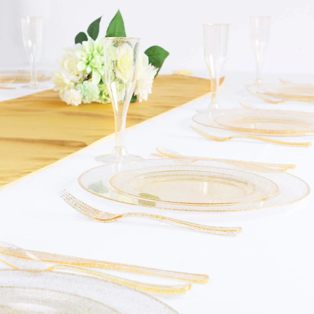 

1 Set of 36pcs Disposable Cutlery Glittering Utensils Wedding Party Tableware (Cutter Fork Spoon for Each 12pcs)