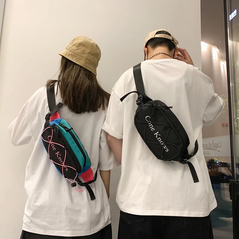

Men's Hip pop Nylon Shoulder Pouch Fashion Fanny Pack Letters Chest Bag Couple Shopping Casual Waist Pack Phone Crossbody Bags