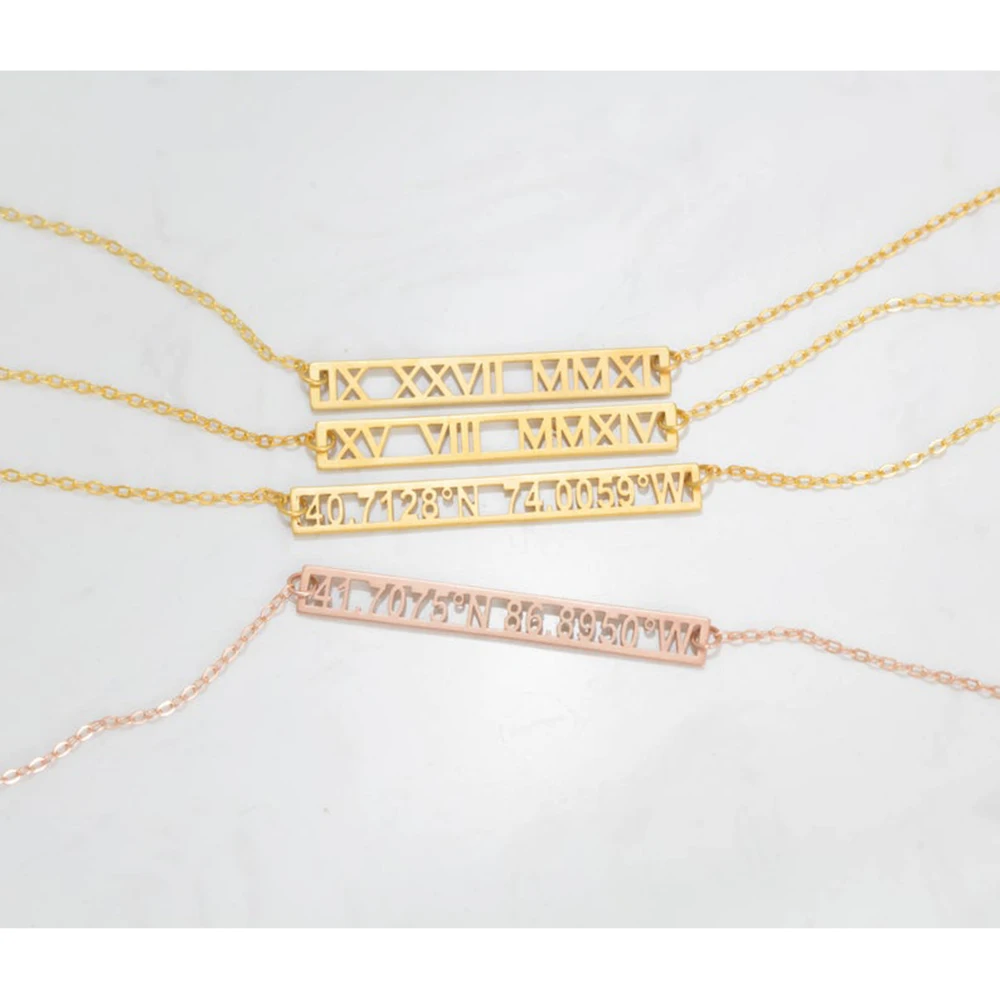 

Personalized Hollow Rectangle Name Number Necklace Nameplate Jewelry Stainless Steel Customized Ladies Gift