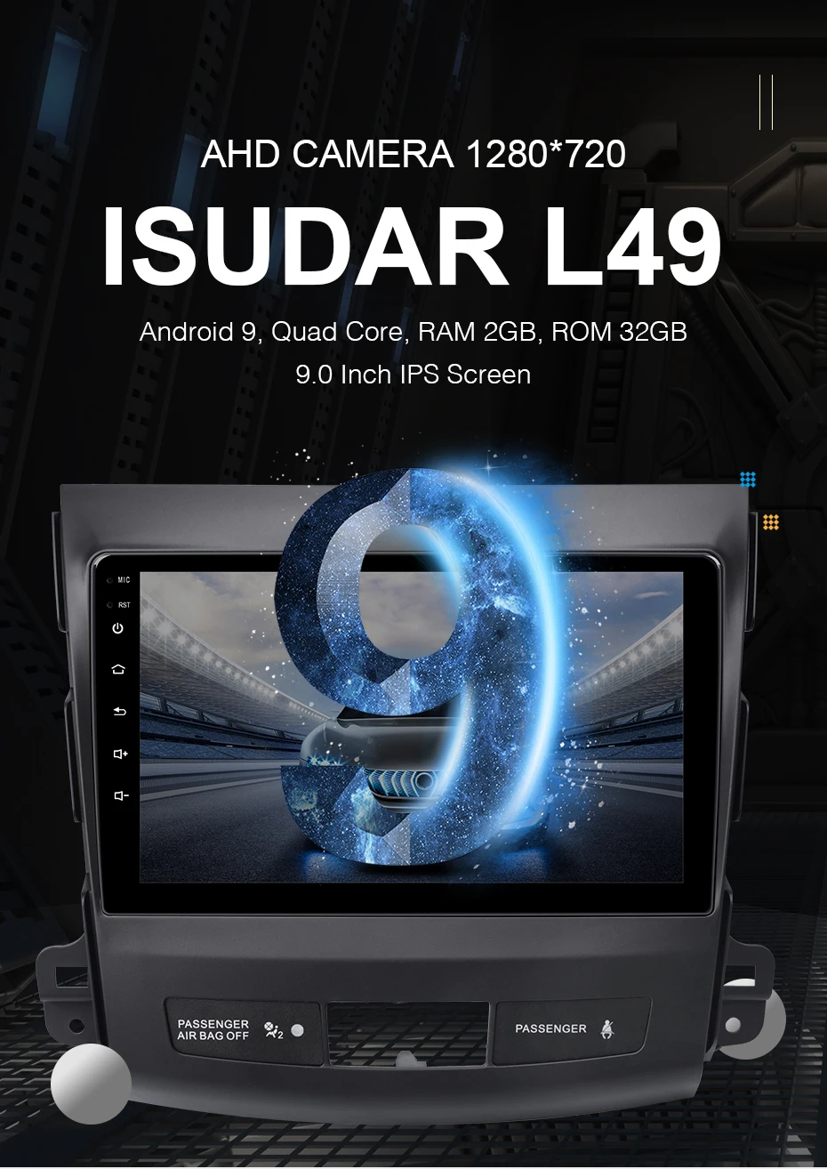 ISUDAR Автомагнитола для MITSUBISHI/OUTLANDER 2007-2012 2 din Android 9 Авторадио Мультимедиа gps DVR камера ram 2 Гб rom 32 ГБ USB FM