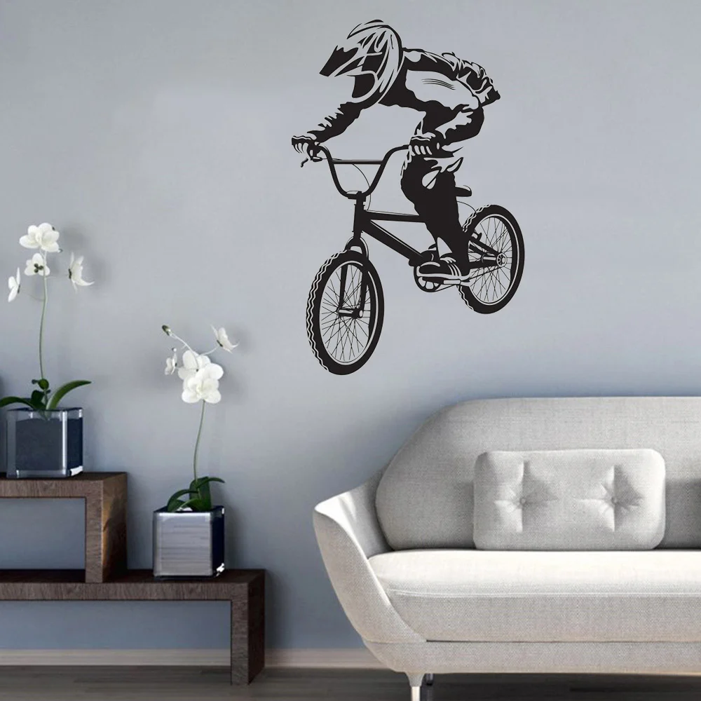 Велосипед BMX для мальчиков виниловая наклейка на стену переводная картинка