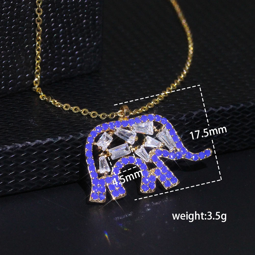 Женское ожерелье парное золотая цепочка с вставкой синий кубический цирконий в форме слона Сюрприз на День рождения для подруги.