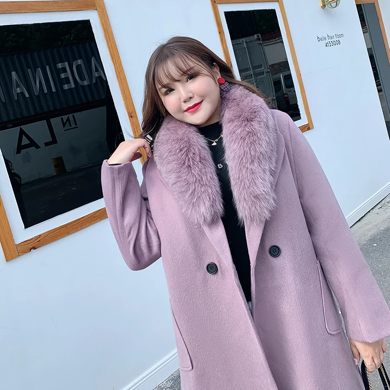 Толстые пальто женщин 2019 новое шерстяное натуральным лисьим мехом меховой