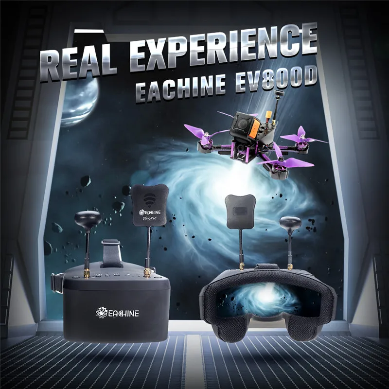 Eachine-gafas FPV de diversidad para Dron teledirigido, auriculares de v&iacute;deo HD, DVR, 5,8G, 40 canales, 5 pulgadas, 800x480-3