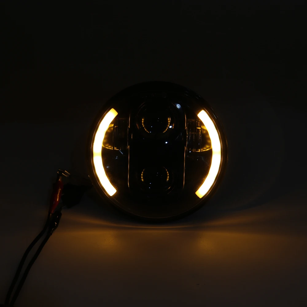Для Harleys Lighting 5 3/" черный светодиодный головной фонарь с Halo Ring для автомобиля Harley Sportster Iron 883 1200 Dyna Street Bob FXDB