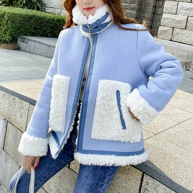 

New Style Women's Coat Fur Lamb Wool Jacket Loose Thick Warm 2021 New Autumn Winter Fashion Casual Woman Winter 2021 Jackets