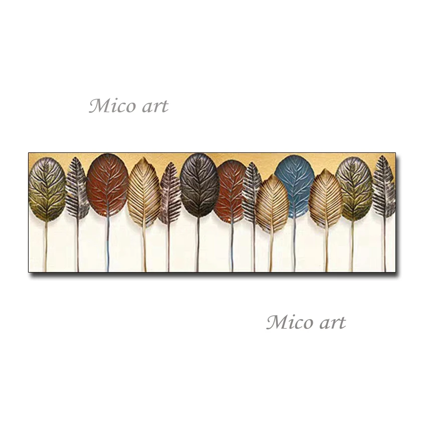 

Hot Selling 100% Hand Painted Colorful Leaves Oil Painting Abstract Canvas Wall Decor Art Pictures Paintings Unframed Artwork