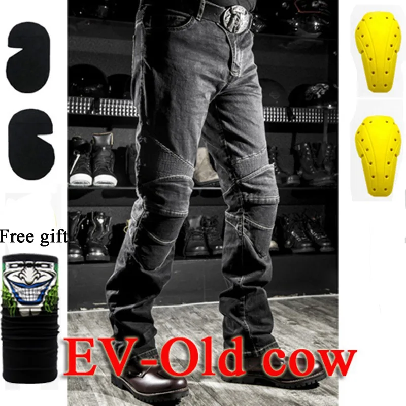 F-EV-Old cow Black B Высокое качество шорты джинсы локомотив с коленом протектор Rider брюки CE gear мотоциклетные шорты досуг культивировать старые джинсы Cow - Цвет: F-EV-Old cow Black B