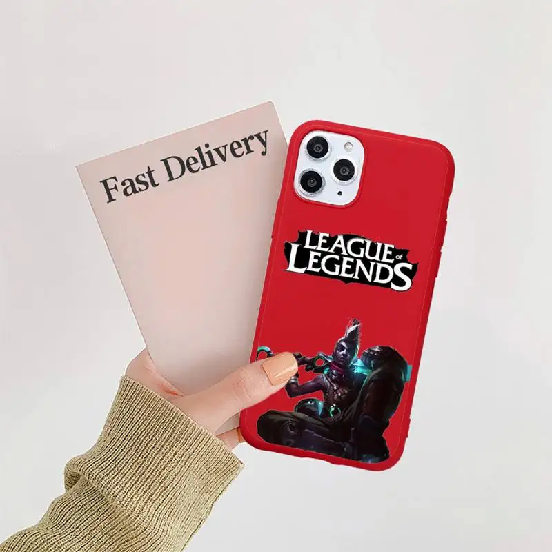 

League of Legends Phone Case Candy Color Red for iPhone 11 12 pro XS MAX 8 7 6 6S Plus X 5S SE 2020 XR