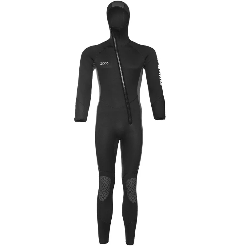 Professional 5MM Neoprene Under Water Hunting Swim Wetsuit Hood Front Zipper Diving Suit One Piece Full Body Snorkeling Jumpsuit
