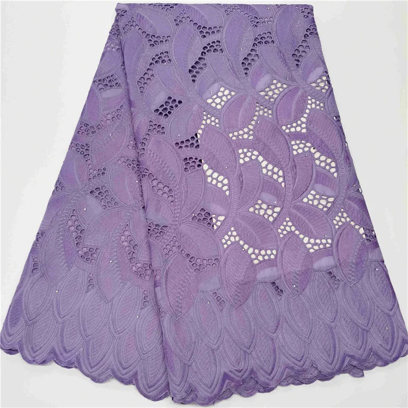 

Latest African Cotton Lace Fabric 2021 High Quality Nigerian French Pure Cotton Embroidery Swiss Voile Lace Fabric 5Yards/Lot