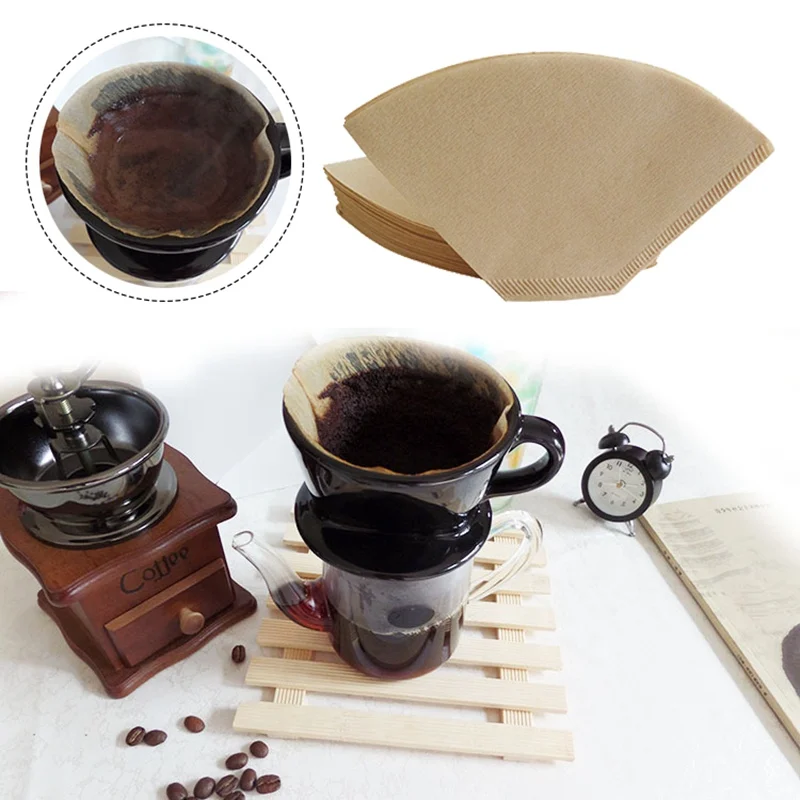 

100 Pcs Wooden Original Hand Drip Paper Coffee Filter Espresso Coffee Filter Packs Tea Bag Strainer Green Tea Infuser Filter