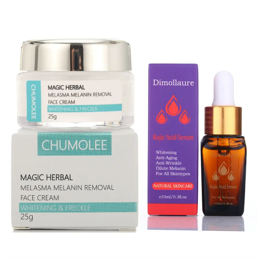 CHUMOLEE крем для отбеливания веснушек + Kojic кислота сыворотка отбеливающая удаление