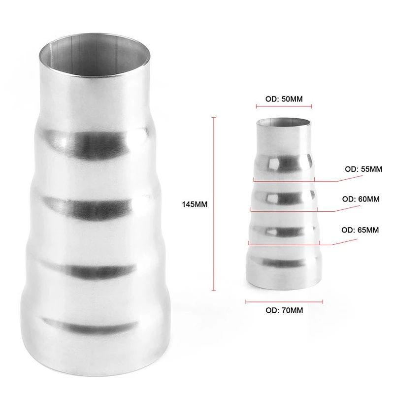 Car Stainless Steel Exhaust Adapter 5 Step Reducer Connector Pipe Cone Universal |