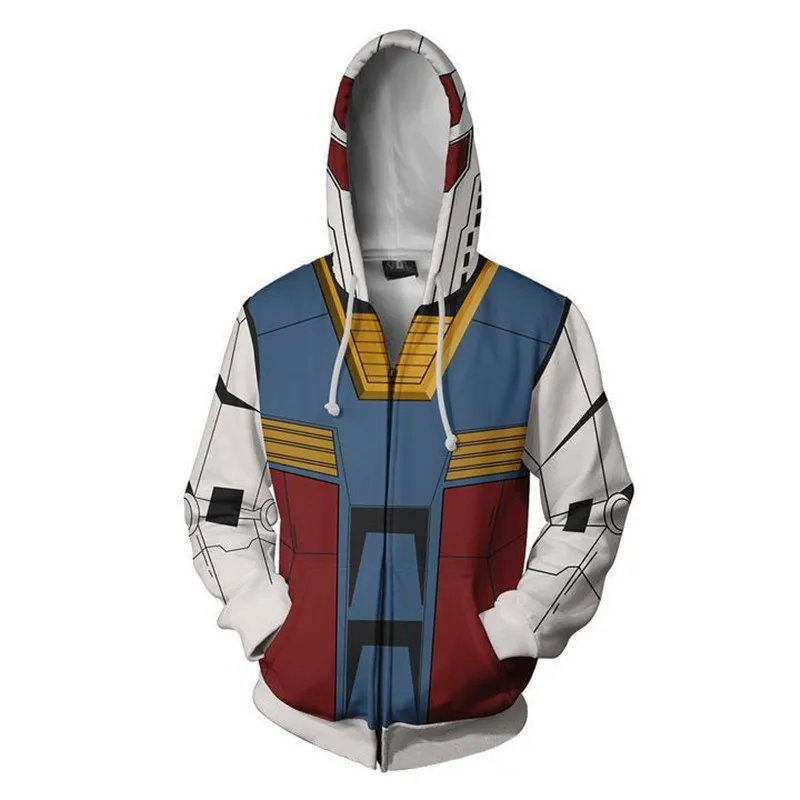 3D Printing MOBILE SUIT GUNDAM Models Anime Hero Cosplay Sweatshirt Hoodie Men Top Sweater Zip Gundam Costume | Тематическая одежда