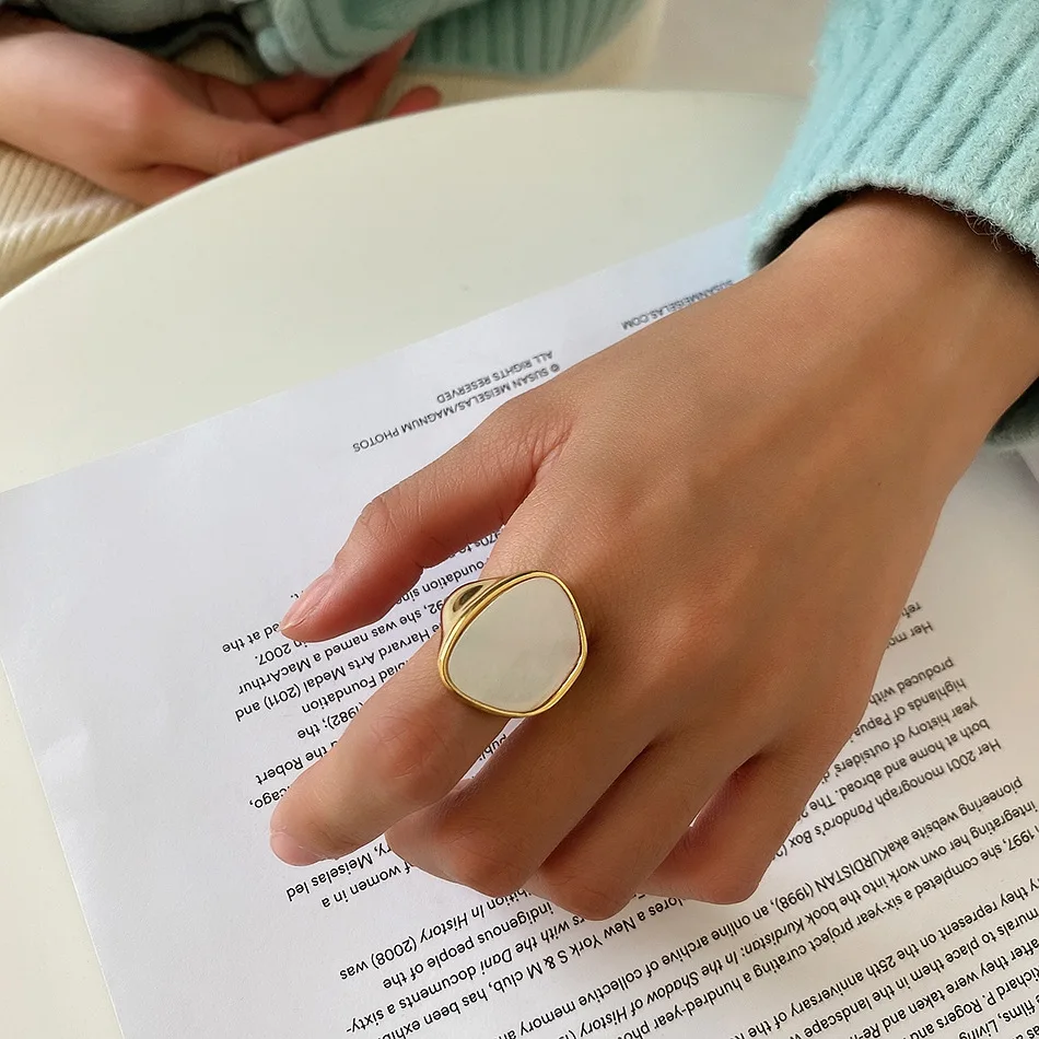 Amaiyllis 925 Sterling Silber Shell Open Ring Schwere Einstellbare Index Finger Ring Für Weibliche Schmuck Geschenk – Detail 7