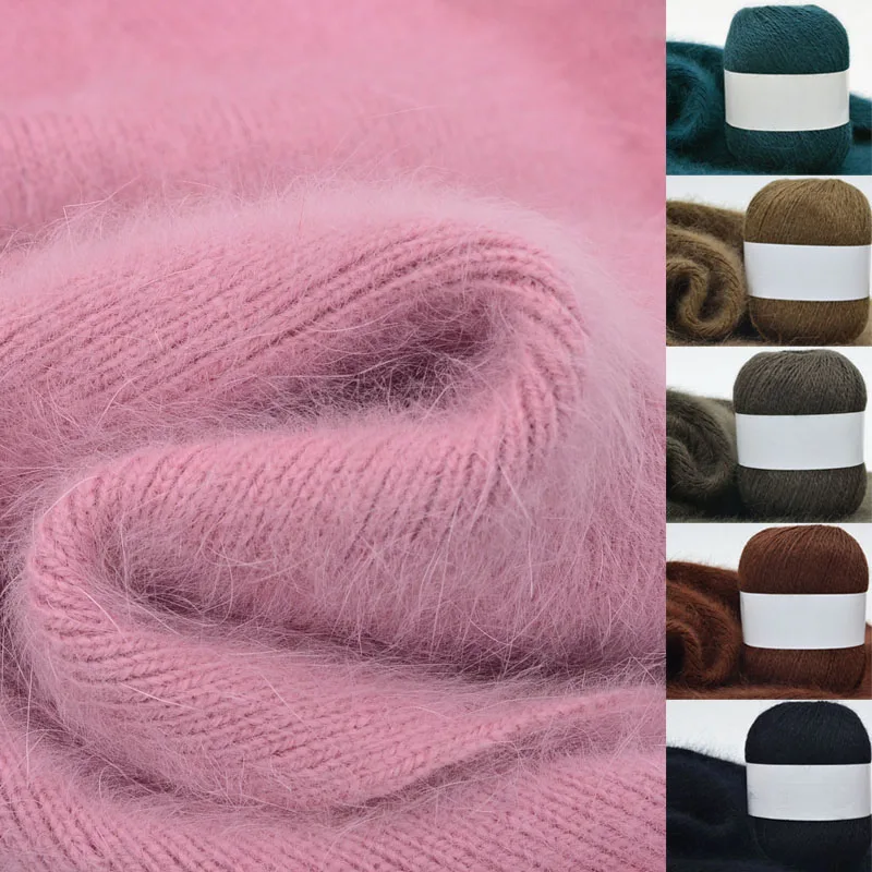 Hand-Woven Scarf Hat Fluffy Long Soft Thick Wool Tricot Yarn For Knitting Mohair Ball Crochet Cotton Down Mink Cashmere | Дом и сад