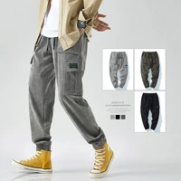 houzhou corduroy high waisted pants black cargo pants cargo trousers male warm pants for men winter korean streetwear hip hop