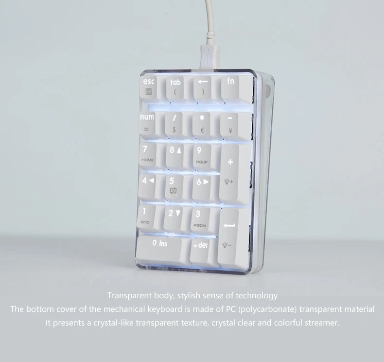 

Проводная Механическая цифровая клавиатура с подсветкой RGB, 21 клавиша