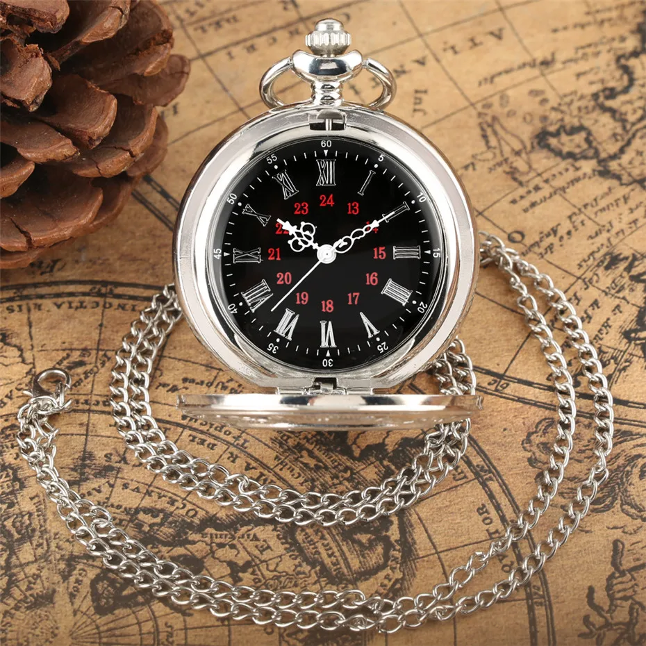 Antique Retro Roman Numeral Display Quartz Pocket Watch Fashion Silver Gold Necklace Pendant Clock Christmas Gifts for Men Women