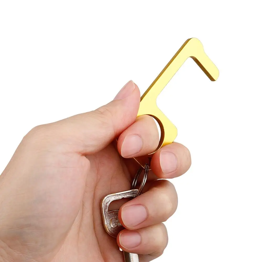

1/2/3/5PCS Hand Antimicrobial Brass EDC Door Opener Door Handle Key Portable Press Elevator Tool Safety Protective Accessories