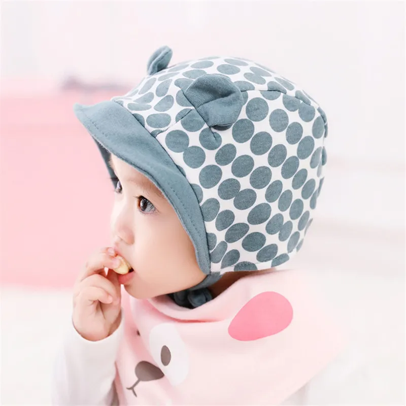 Детские вязаные шапочки в горошек для новорожденных мальчиков и девочек