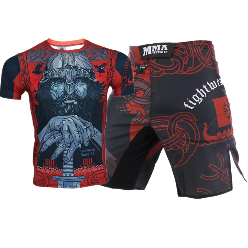 ММА футболки+ шорты мужские боксерские шорты Рашгард ММА BJJ кикбоксинг наборы Муай Тай Кроссфит фитнес Спорт джиу джитсу боксео майки