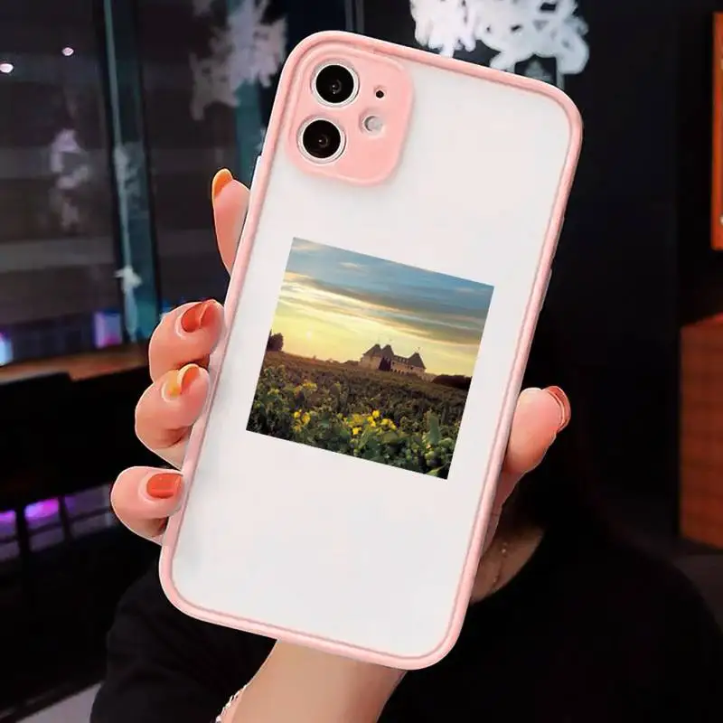 

Cottagecore Style Phone Case For iPhone 12 11 Mini Pro XR XS Max 7 8 Plus X Matte transparent Pink Back Cover