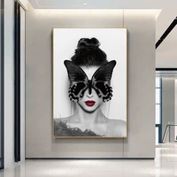 nordic art sexy girls cover face canvas art posters and prints gold lips canvas paintings on the wall art pictures cuadros decor
