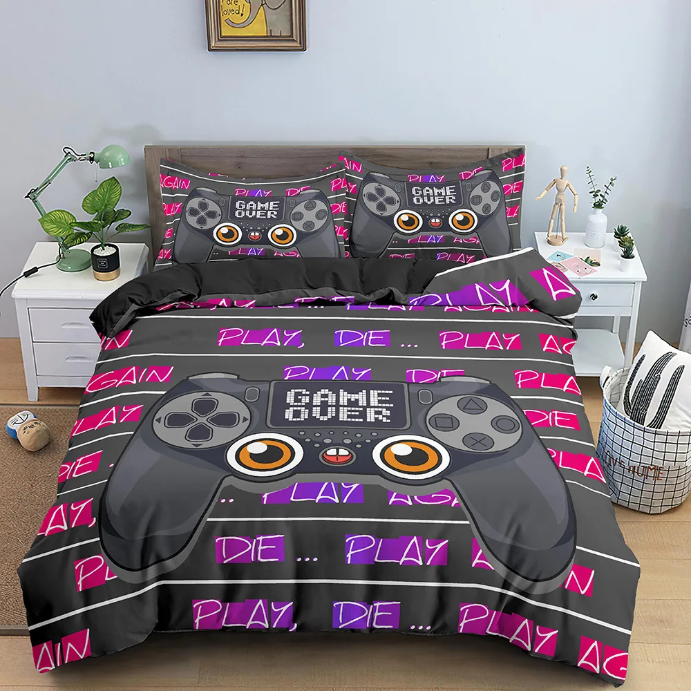 

2021 fashion HD Digital Print Game handle 10 style Bedding Sets Duvet Cover+ Pillowcase 2/3pcs Queen bed set US/AU/EU size