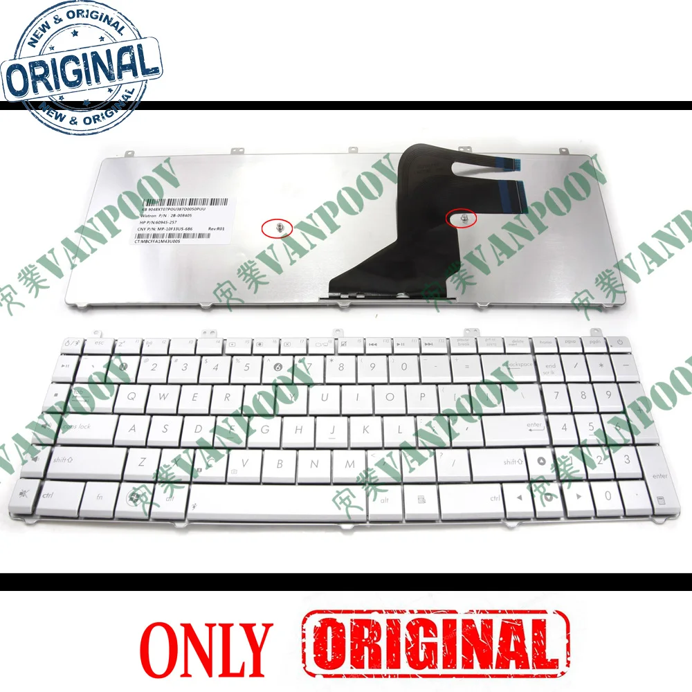 

Оригинальная новая клавиатура для ноутбука США для ASUS N55, N57, N55S, N55SF, N55SL, N75, N75SF, N75SL, N75S, N75Y, серебристая