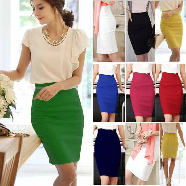 Юбка карандаш Женская до колена узкая формальная классическая офисная юбка с