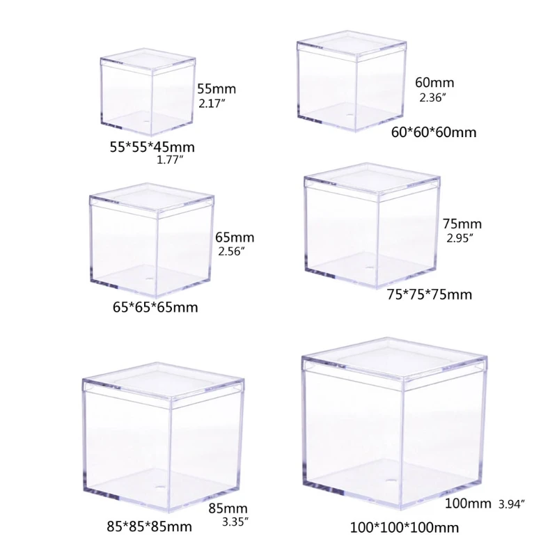

Q0KE Plastic Transparent Box Square Candy Box Heaven and Earth Cover Square Food Slime Packaging Box Transparent Box