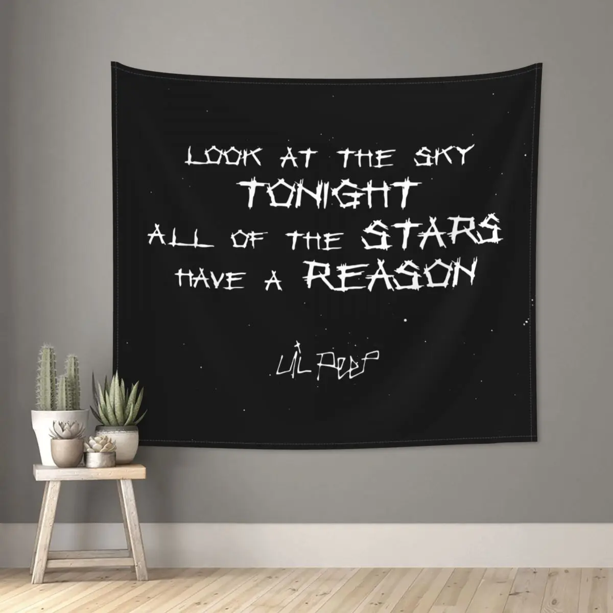 

Lil Peep Star Shopping Lyrics Starry Background Tapestry Wall Hanging Hippie Tapestry INS Throw Rug Blanket Wall Decor 95x73cm