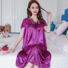 Глубокий v-образный вырез Для Женщин Атласная Ночная рубашка сексуальное кружевное ночное белье, для невесты, новые женские шелковые пижамы одежда для сна; Ночная сорочка