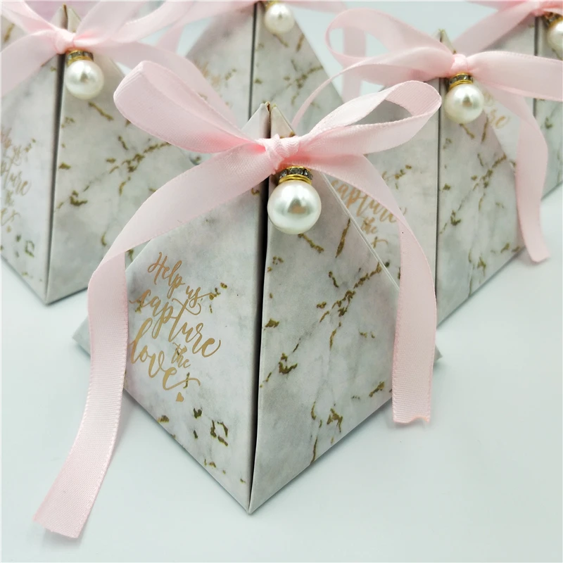 Marble Triangle Wedding Candy Box New Creative Pyramid Gift Romantic Party Supplies Customized Packaging Boxes | Дом и сад