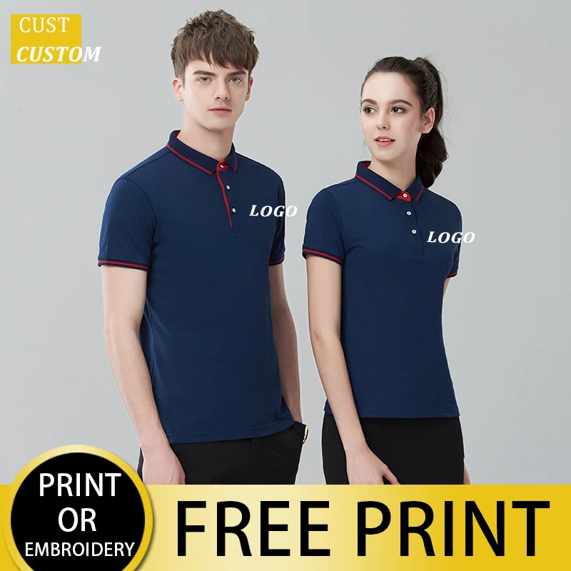 

Custom printed logo on CUST T-shirts. Embroidered POLO shirts for male and female employees of the company, and design tops for