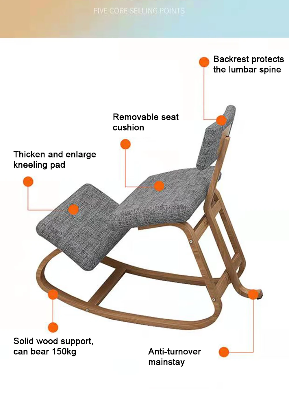Rocking Wood Kneel Stool Ergonomic Kneeling Chair Cushion For Improving Posture Relieve Knee Pressure Learning | Мебель