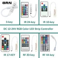 dc 12v rgb color led strip controller irrf remote control 3 key adjust the color of the light multiple modes mini dimmers