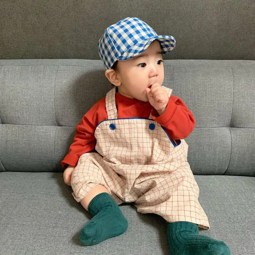 Детская шапка для мальчиков и девочек в Корейском стиле аксессуары клетку