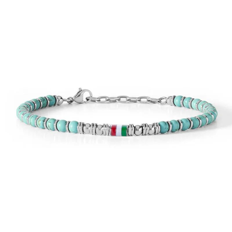 

Runda New Arrival Fashion Stainless Steel Men Stone Beaded Bracelet Chain Jewelry