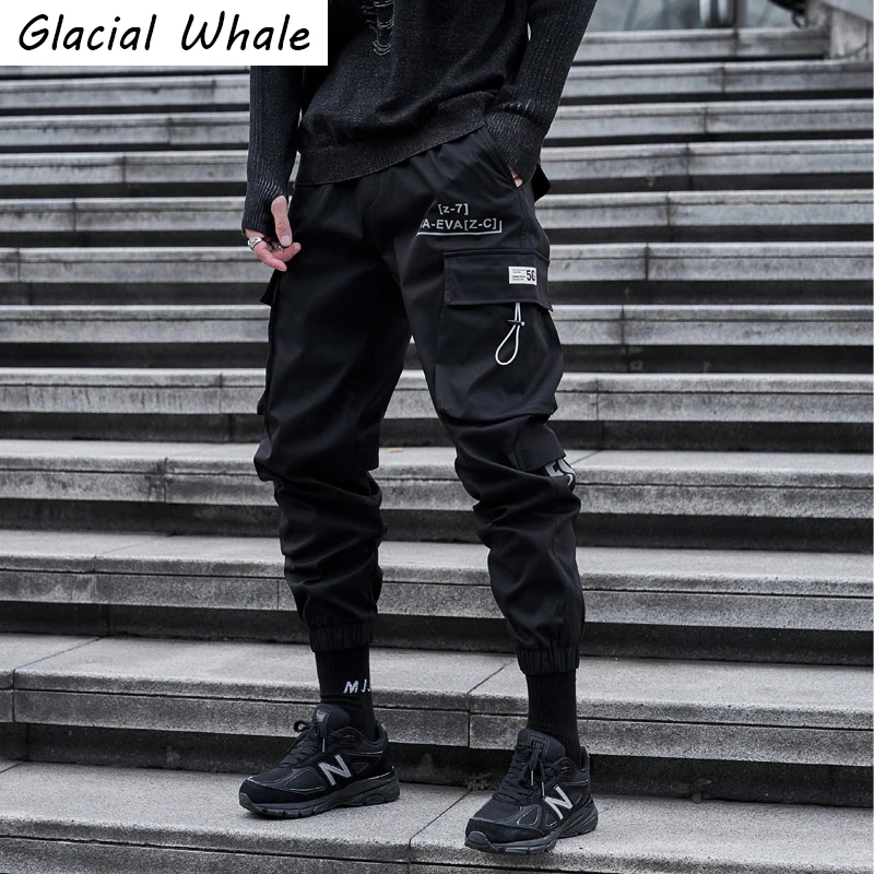 Мужские брюки-карго с боковыми карманами, в стиле хип-хоп